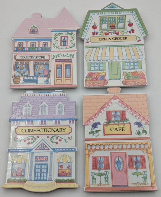 Lenox 1992 Spice Village Trivets Fine Porcelain Set Of 4 Pot Holders Vintage