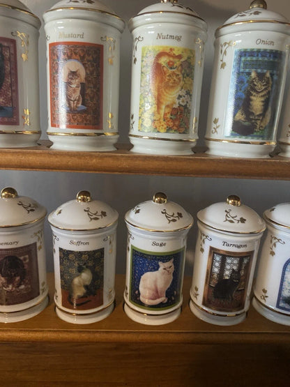 Lenox Cats of Distinction Spice Jar Collection 24 RARE FULL SET W/ Rack & Certif
