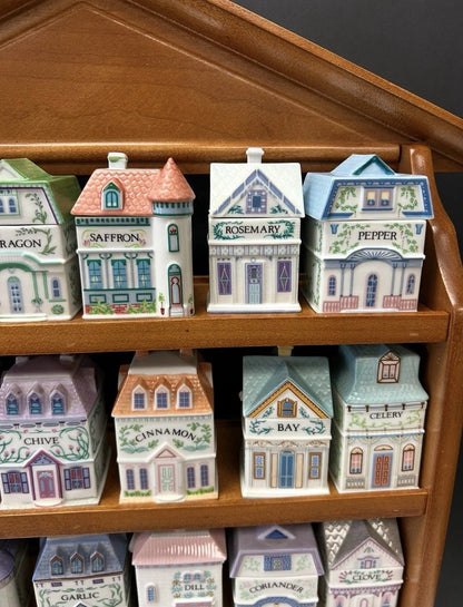 Lenox Spice Village Set Complete Vintage 1989 W/24 Spice Cottages & Rack