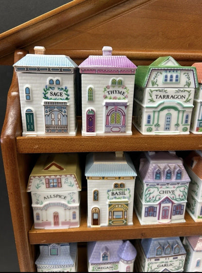 Lenox Spice Village Set Complete Vintage 1989 W/24 Spice Cottages & Rack