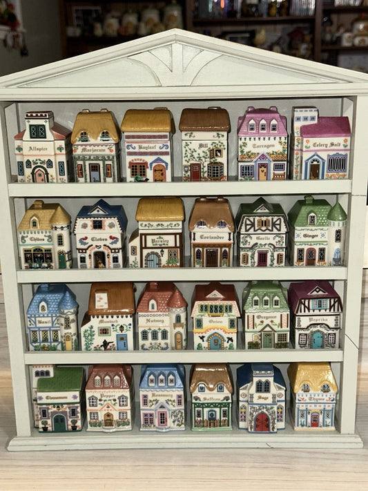 VTG Lenox Canterbury Crossing 1994 24 Spice Jars Wall Mount Display Rack GRAIL  All in very good unused condition.. one jar is missing the rubber stopper thing.